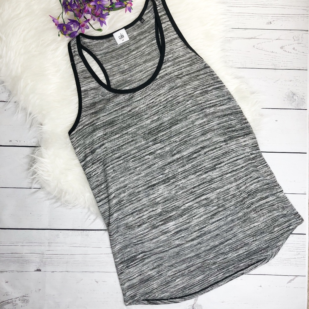 🛍️ CAbi Womens M Medium Horizontal Tank Top Black Gray Space Dye Style 3085